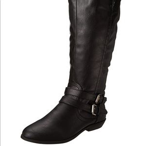Madden Girl Elsiee Black Boots with Buckles